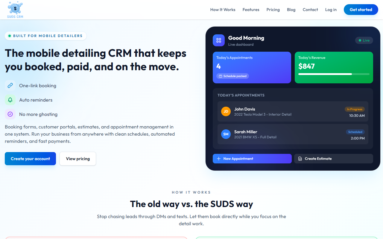 SudsCRM dashboard